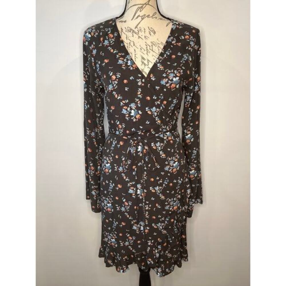 Hurley floral wrap rayon poplin dress